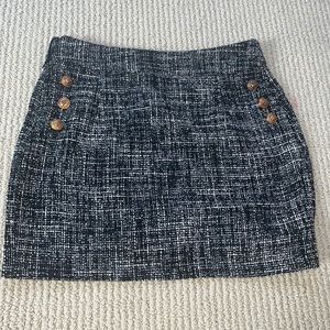 Old money aesthetic Mini Skirt Black with Gold buttons